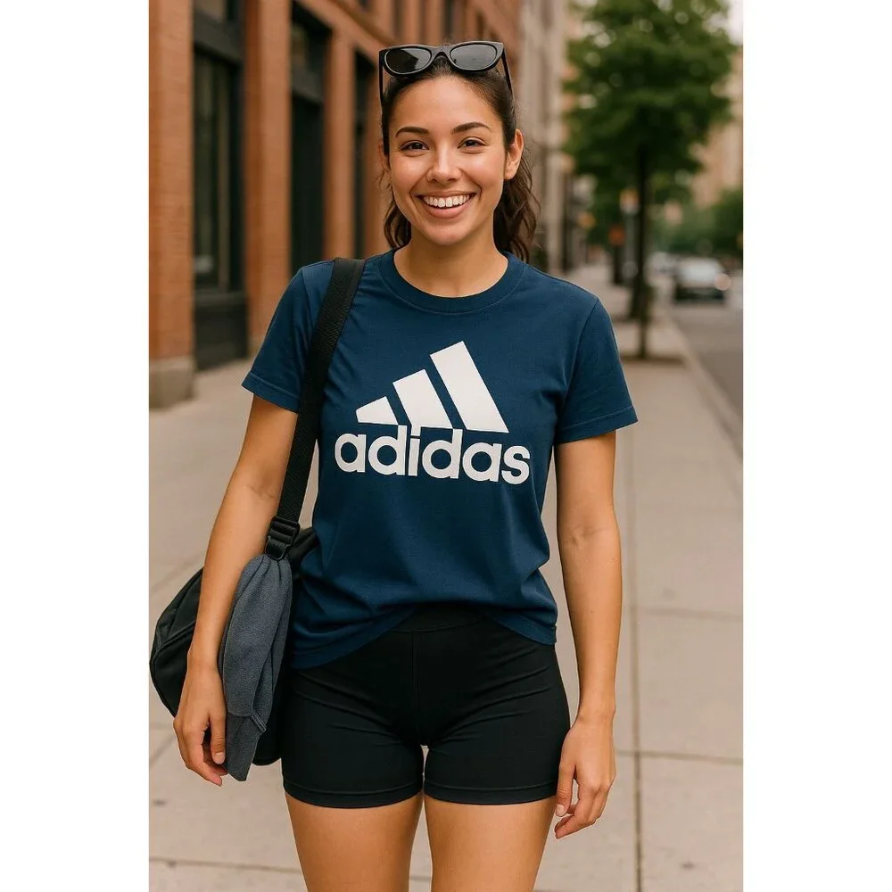 Adidas Mens Navy Blue The Go To Tee Logo Shirt Small Comfortable Stylish - Picture 3 of 10